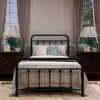 Alazyhome Simple Vintage Metal Platform Bed Frame, Easy-Assembly