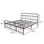 Alazyhome Simple Vintage Metal Platform Bed Frame, Easy-Assembly