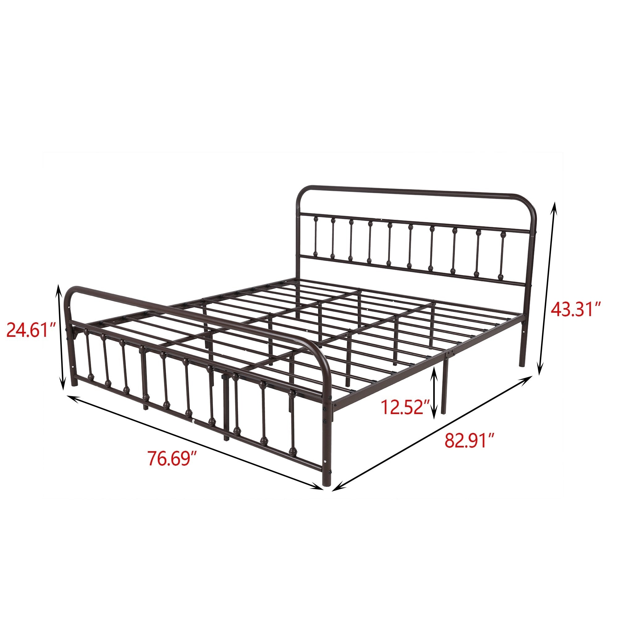 Alazyhome Simple Vintage Metal Platform Bed Frame, Easy-Assembly