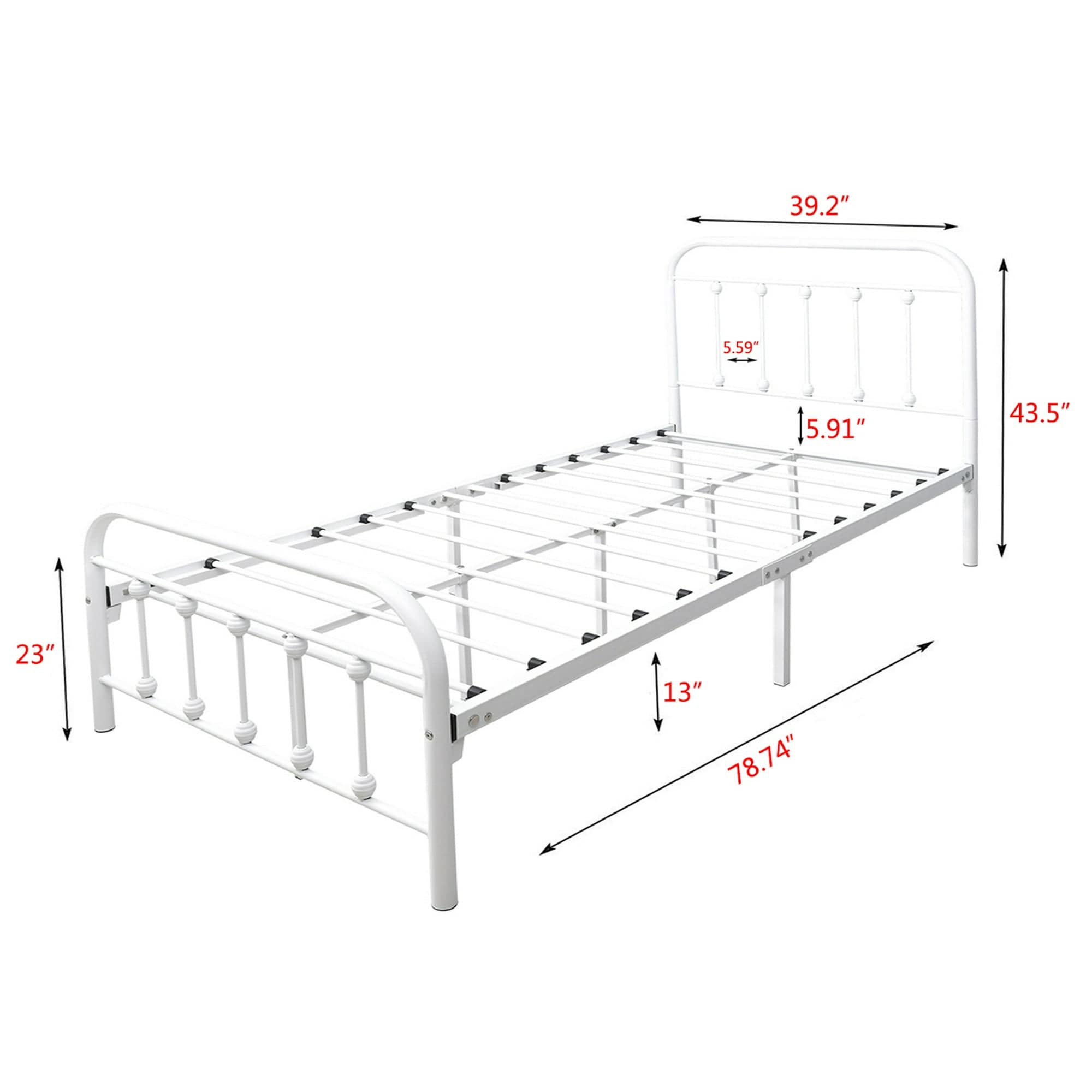 Alazyhome Simple Vintage Metal Platform Bed Frame, Easy-Assembly
