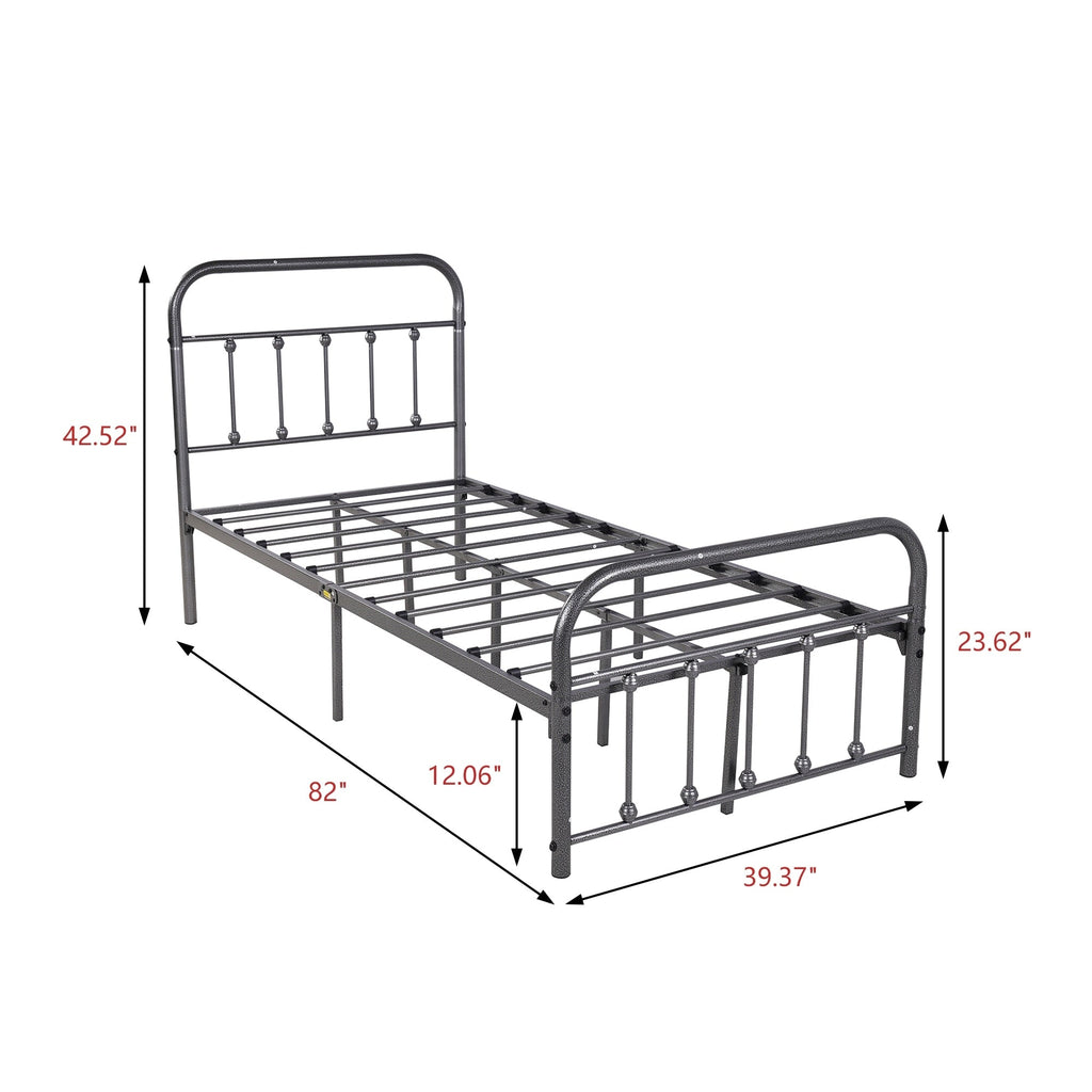 Alazyhome Simple Vintage Metal Platform Bed Frame, Easy-Assembly