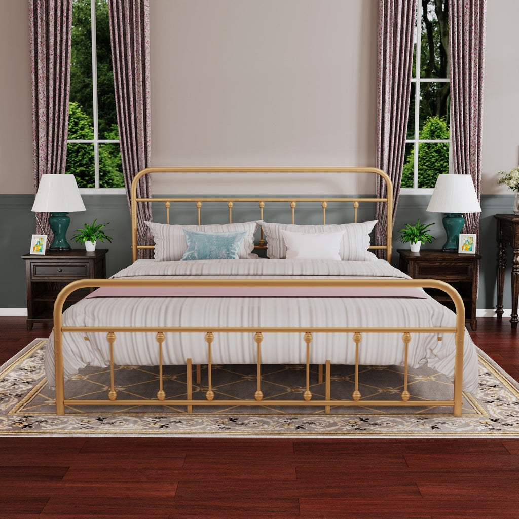 Alazyhome Simple Vintage Metal Platform Bed Frame, Easy-Assembly