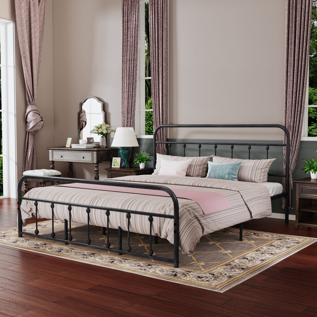 Alazyhome Simple Vintage Metal Platform Bed Frame, Easy-Assembly