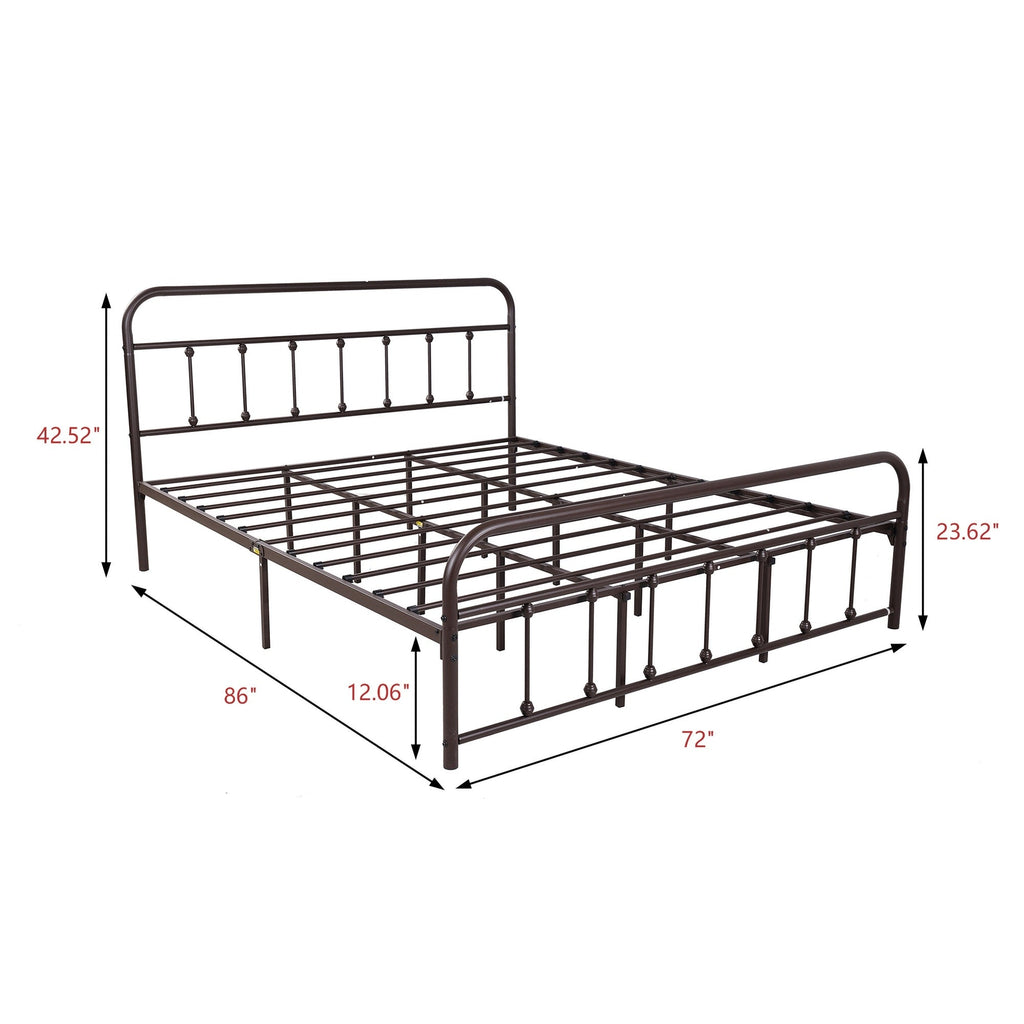 Alazyhome Simple Vintage Metal Platform Bed Frame, Easy-Assembly