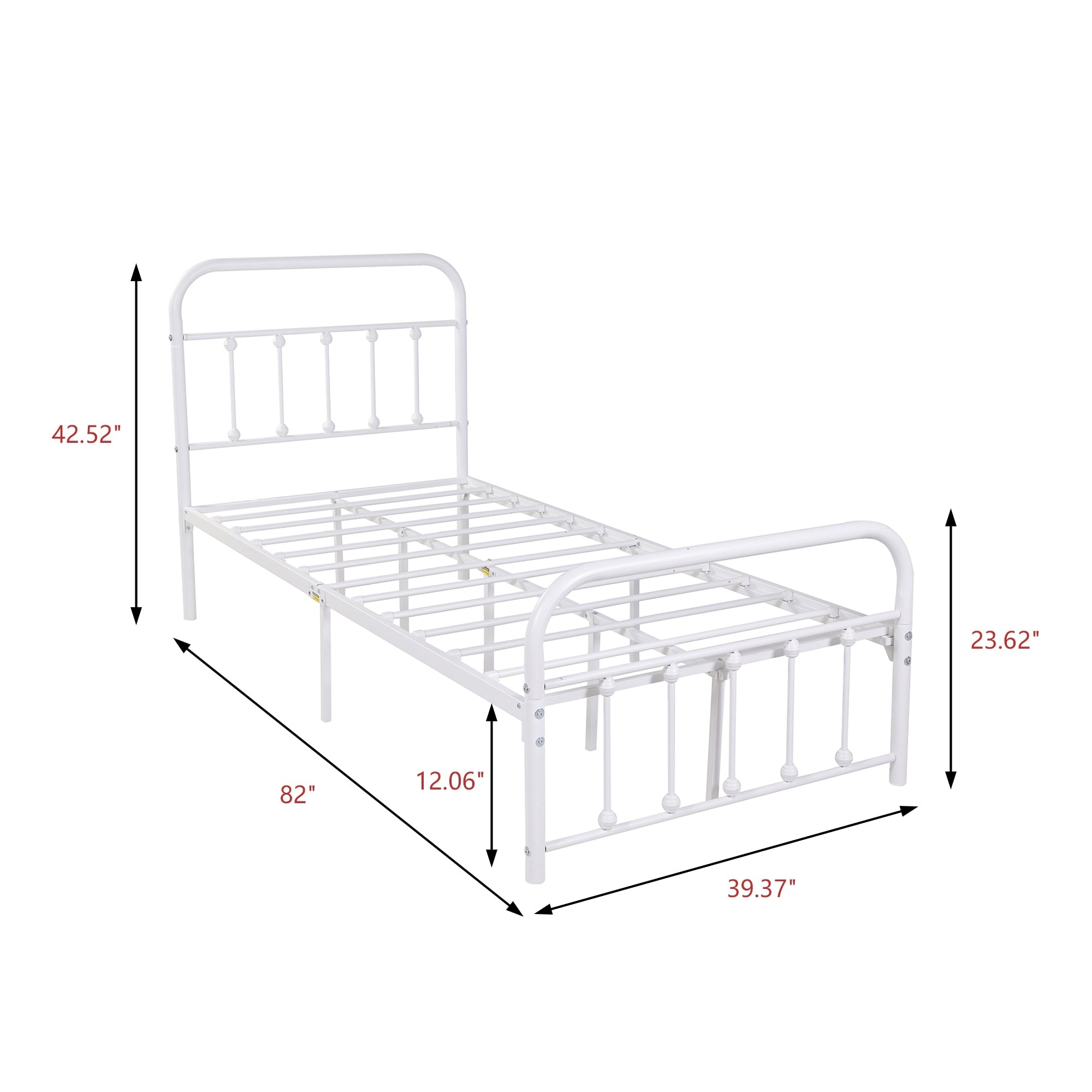 Alazyhome Simple Vintage Metal Platform Bed Frame, Easy-Assembly