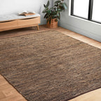 Alexander Home Farmhouse Jute and Leather Handwoven Area Rug