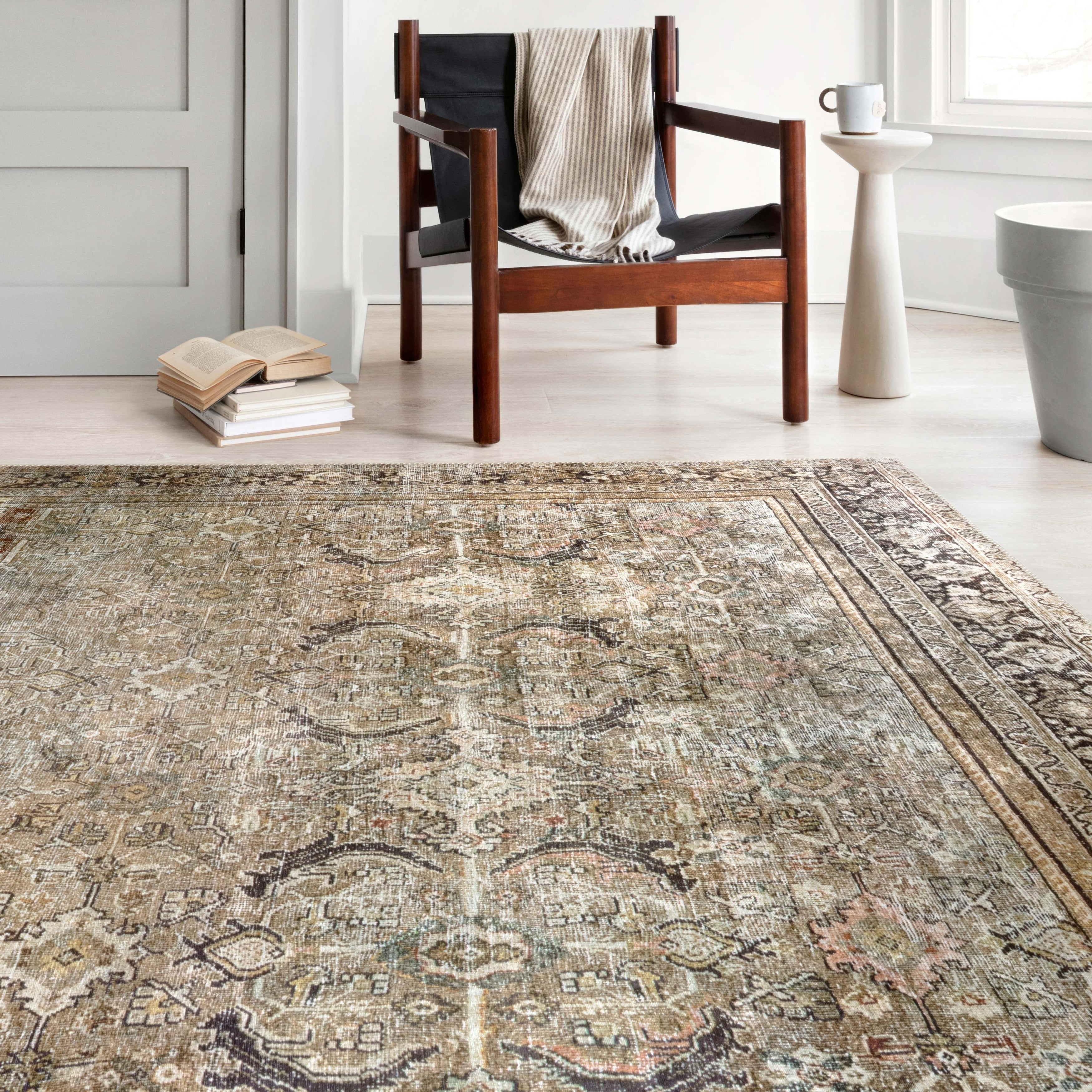 Alexander Home Isabelle Olive Tone Oriental Pattern Printed Area Rug