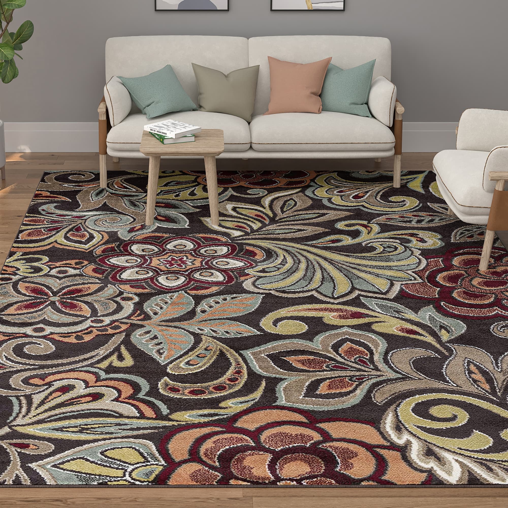 Decora Farmhouse Floral Indoor Area Rug
