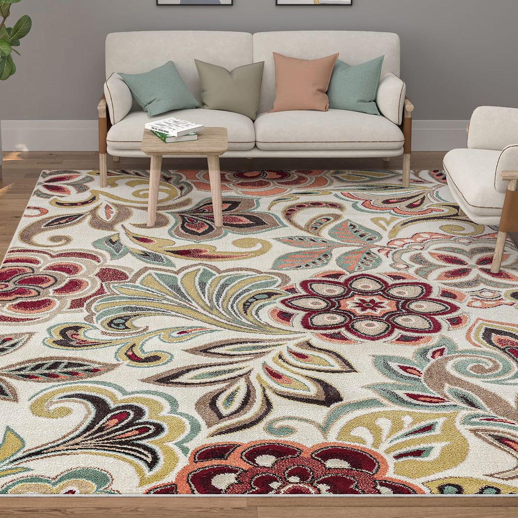 Decora Farmhouse Floral Indoor Area Rug