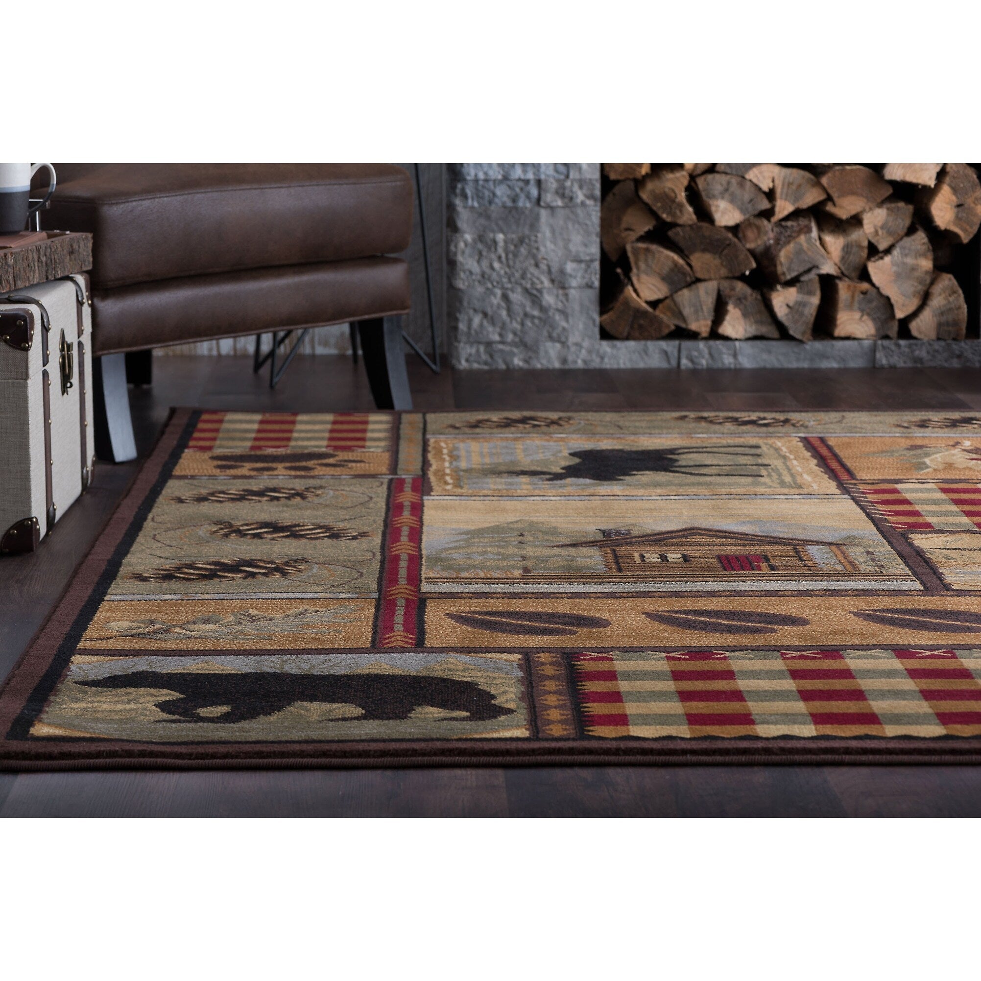 Area Rug & Runner - Lodge Cabin Farmhouse Rugs for Living Room Bedroom Dining Room Kitchen 2x3 / 3x8 / 5x7 / 8x10 / 9x12 / Round