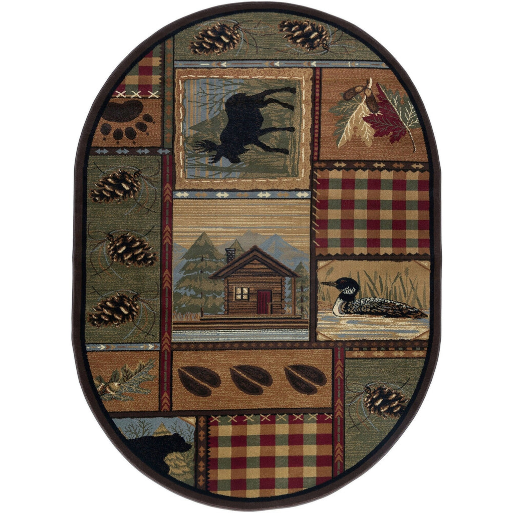 Area Rug & Runner - Lodge Cabin Farmhouse Rugs for Living Room Bedroom Dining Room Kitchen 2x3 / 3x8 / 5x7 / 8x10 / 9x12 / Round