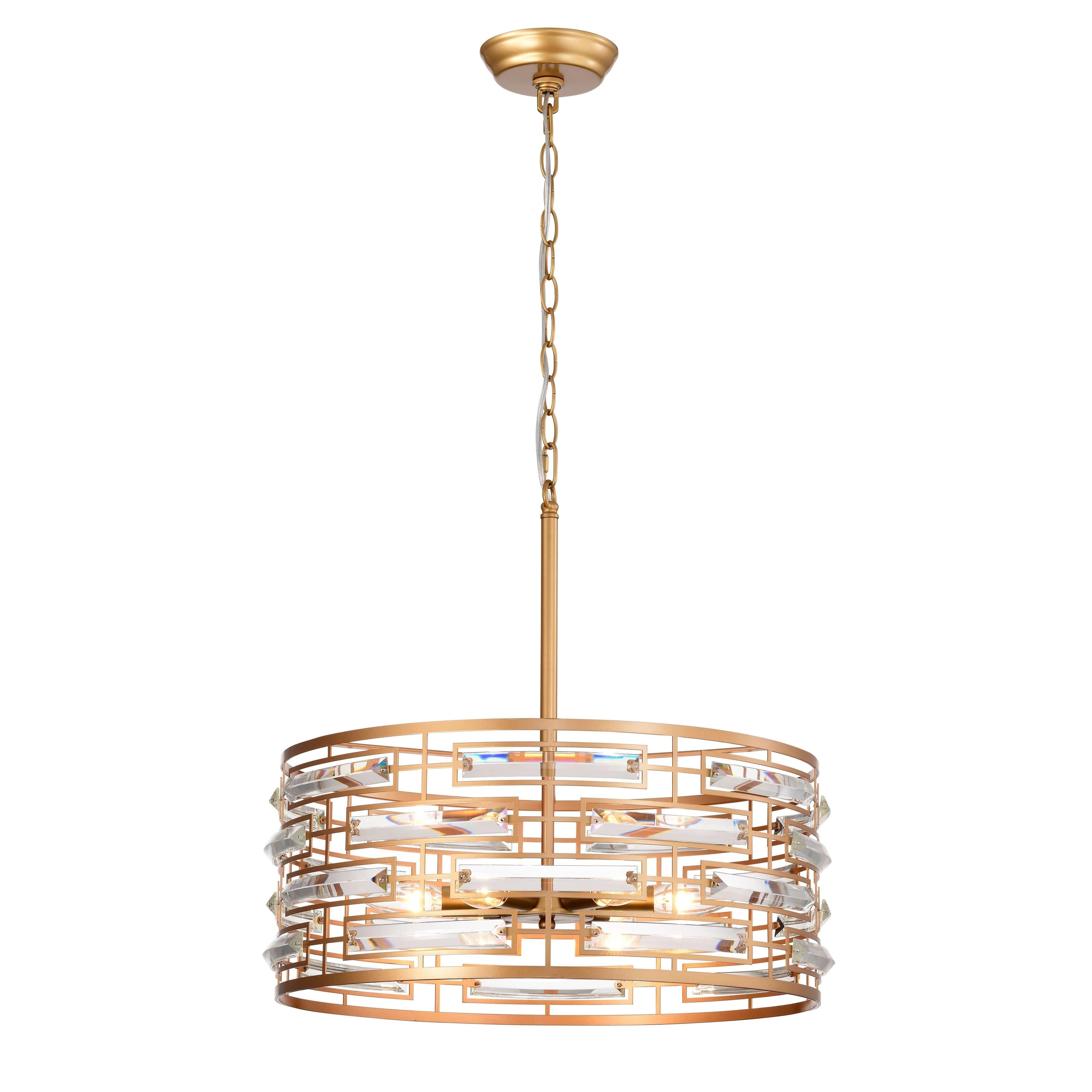 Anita Drum Shade Chandelier with Clear Glass Prism