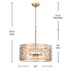 Anita Drum Shade Chandelier with Clear Glass Prism