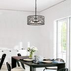 Anita Drum Shade Chandelier with Clear Glass Prism