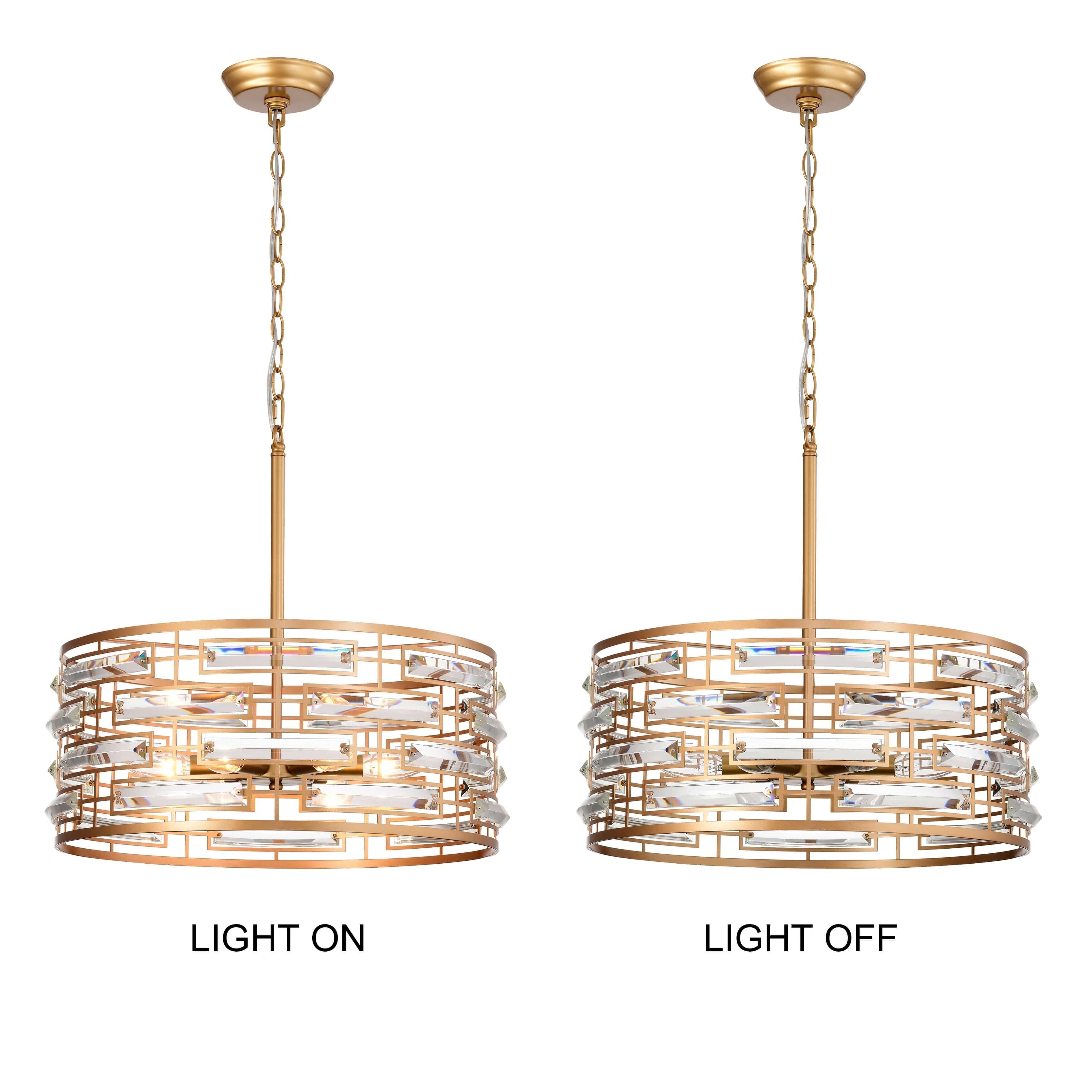 Anita Drum Shade Chandelier with Clear Glass Prism