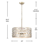 Anita Drum Shade Chandelier with Clear Glass Prism