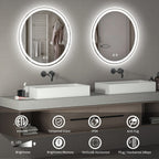 LED Lighted Dimmable Anti Fog Frameless Rounded Vanity Mirror