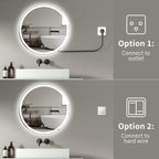 LED Lighted Dimmable Anti Fog Frameless Rounded Vanity Mirror