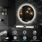 LED Lighted Dimmable Anti Fog Frameless Rounded Vanity Mirror