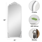 Arched Full-Length Solid Wood Carving Floor Mirror