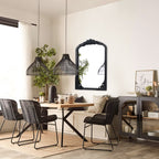 Arched Full-Length Solid Wood Carving Floor Mirror