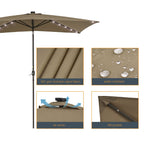 BONOSUKI Outdoor 10 x 6.5ft LED Rectangula Umbrella Patio Market Table Umbrella Aluminium/Steel with Tilt