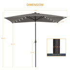 BONOSUKI Outdoor 10 x 6.5ft LED Rectangula Umbrella Patio Market Table Umbrella Aluminium/Steel with Tilt