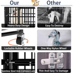 BOSSIN 48/38 inch Heavy Duty Indestructible Dog Crate, Escape Proof Dog Cage Kennel with Lockable Wheels