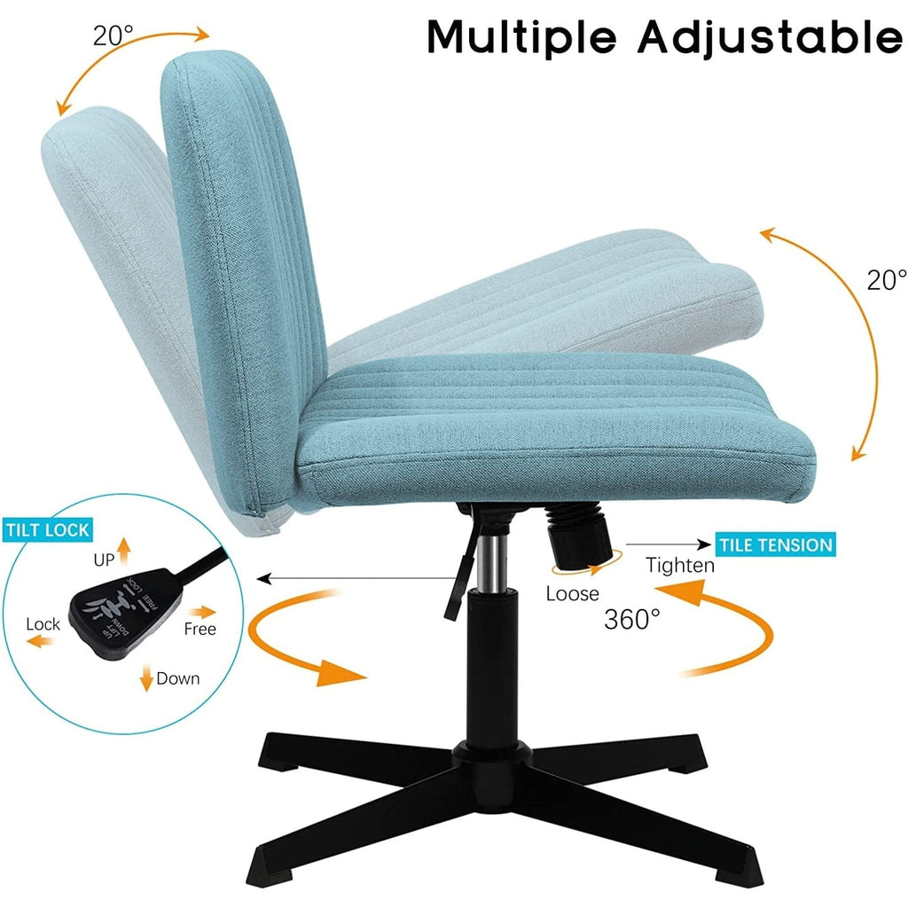BOSSIN Criss Cross Chair Armless Office Desk Chair No Wheels,Fabric Padded Modern Swivel Vanity Chair office chair