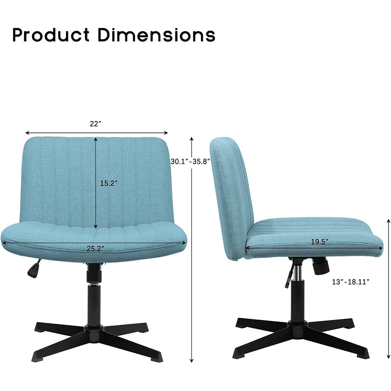 BOSSIN Criss Cross Chair Armless Office Desk Chair No Wheels,Fabric Padded Modern Swivel Vanity Chair office chair