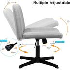 BOSSIN Criss Cross Chair Armless Office Desk Chair No Wheels,Fabric Padded Modern Swivel Vanity Chair office chair