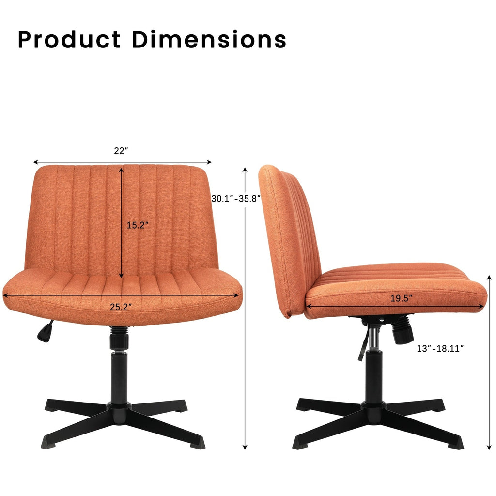 BOSSIN Criss Cross Chair Armless Office Desk Chair No Wheels,Fabric Padded Modern Swivel Vanity Chair office chair