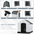 BOSSIN Plastic Dog House for Small to Large Sized Dogs, Indoor Outdoor Insulated Doghouse Puppy Shelter with Elevated Floor
