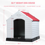 BOSSIN Plastic Dog House for Small to Large Sized Dogs, Indoor Outdoor Insulated Doghouse Puppy Shelter with Elevated Floor