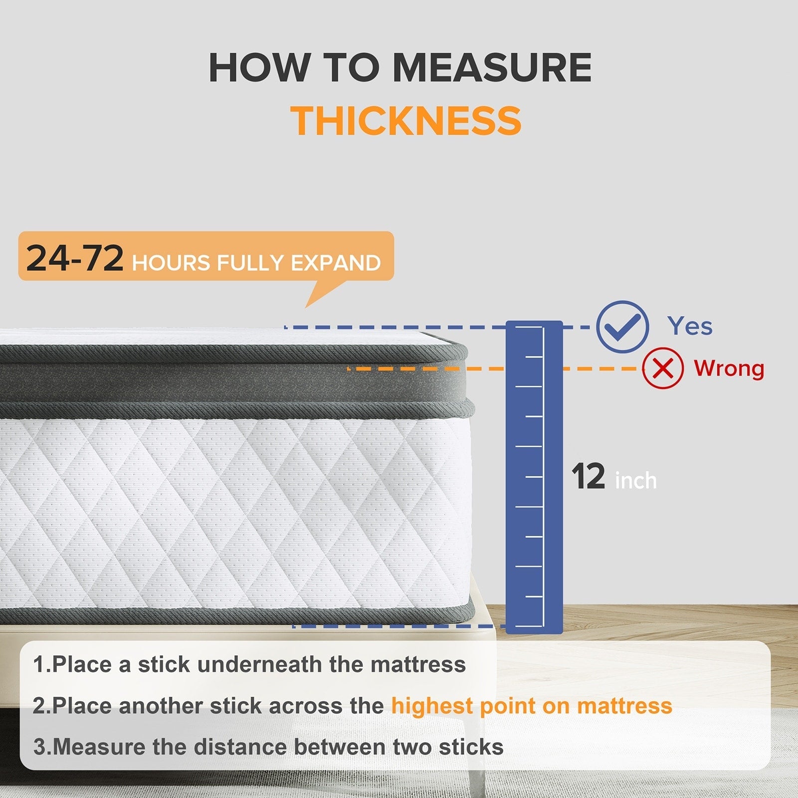 SweDrea 12 in. Firm Hybrid Memory Foam Mattress with CertiPUR-US and Oeko-TEX , Featuring Reinforced Springs.