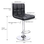 Bar Stools Adjustable Armless Swivel PU Leather Barstools Set of 2