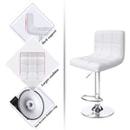 Bar Stools Adjustable Armless Swivel PU Leather Barstools Set of 2