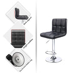Bar Stools Adjustable Armless Swivel PU Leather Barstools Set of 2