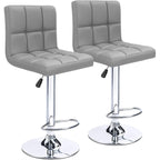 Bar Stools Adjustable Armless Swivel PU Leather Barstools Set of 2