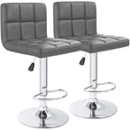 Bar Stools Adjustable Armless Swivel PU Leather Barstools Set of 2