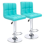 Bar Stools Adjustable Armless Swivel PU Leather Barstools Set of 2