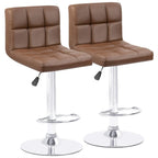 Bar Stools Adjustable Armless Swivel PU Leather Barstools Set of 2