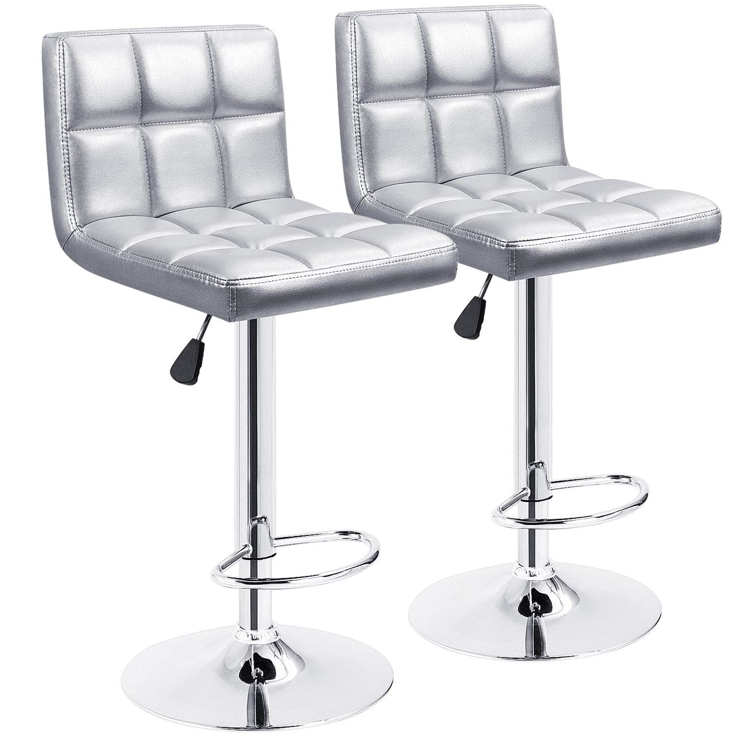 Bar Stools Adjustable Armless Swivel PU Leather Barstools Set of 2
