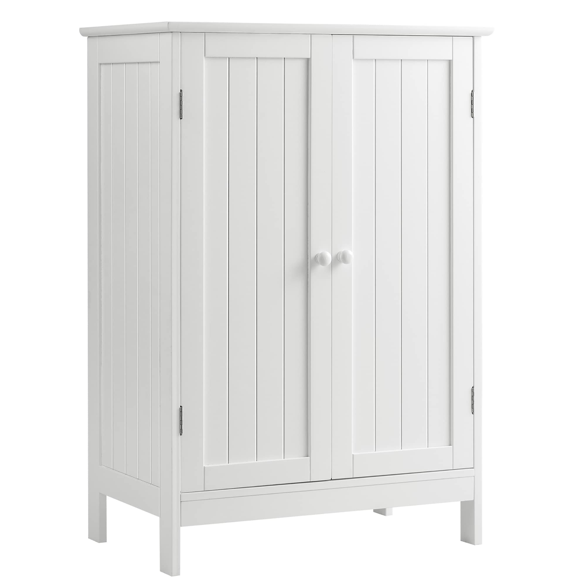 Bathroom Storage Cabinet with Double Doors Wooden Floor Shoe Cabinet
