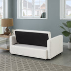 Beige 55.12 Boucle Loveseat Convertible Pull-Out Sofa Bed with Adjustable Back and 2 Waist Pillows for Living Room