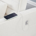 Beige 55.12 Boucle Loveseat Convertible Pull-Out Sofa Bed with Adjustable Back and 2 Waist Pillows for Living Room