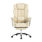 Beige Bonded Leather 360¡ã Swivel Ergonomic High Back Office Recliner with Lumbar Support, Footrest, Adjustable Height