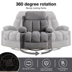 Beige Swivel Recliner with Massage, Heat & USB Charging