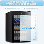 4.4cu.f Wine Cooler with LED Lights and Touch Buttons, Removable Shelves, Less Than 38dB