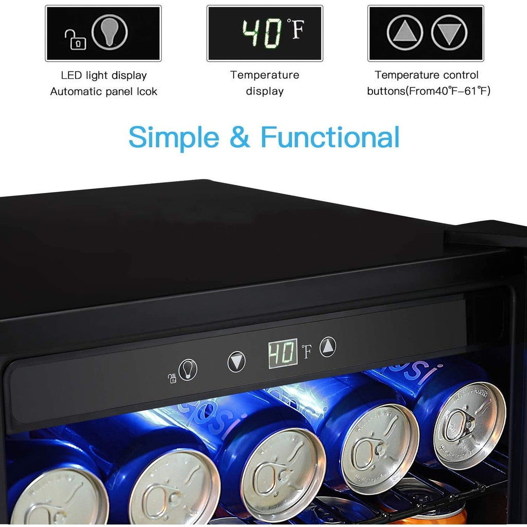 4.4cu.f Wine Cooler with LED Lights and Touch Buttons, Removable Shelves, Less Than 38dB